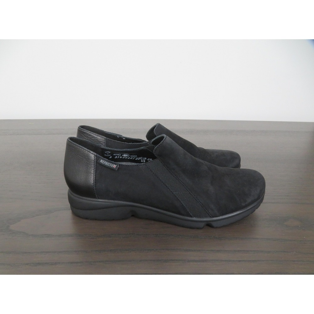 Mephisto Romea Shoes Womens 9 Black Leather Slip On Comfort Walking Casual